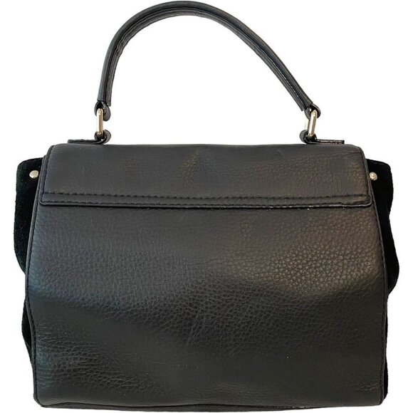 Kate Spade Black Leather Laurel Magnolia Top Handle Suede Sided Shopper Purse - Picture 2 of 11
